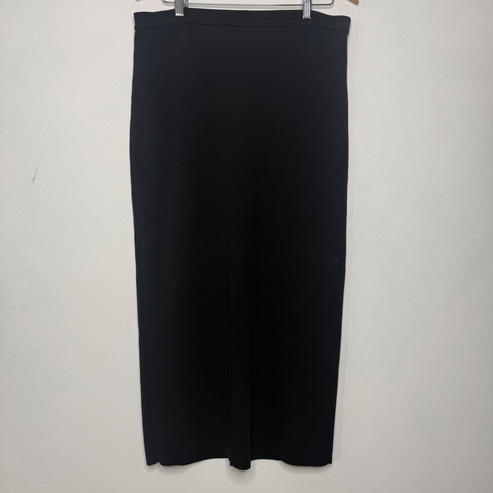 Zara Womens Black Maxi Skirt XL Knit Stretch Minimalist Bodycon Elegant - Picture 3 of 10